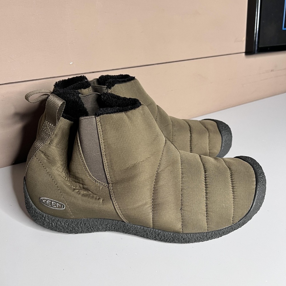KEEN Boots Mens 12 Green Nylon Insulated Slip On Winter Bootie Ankle 1019620